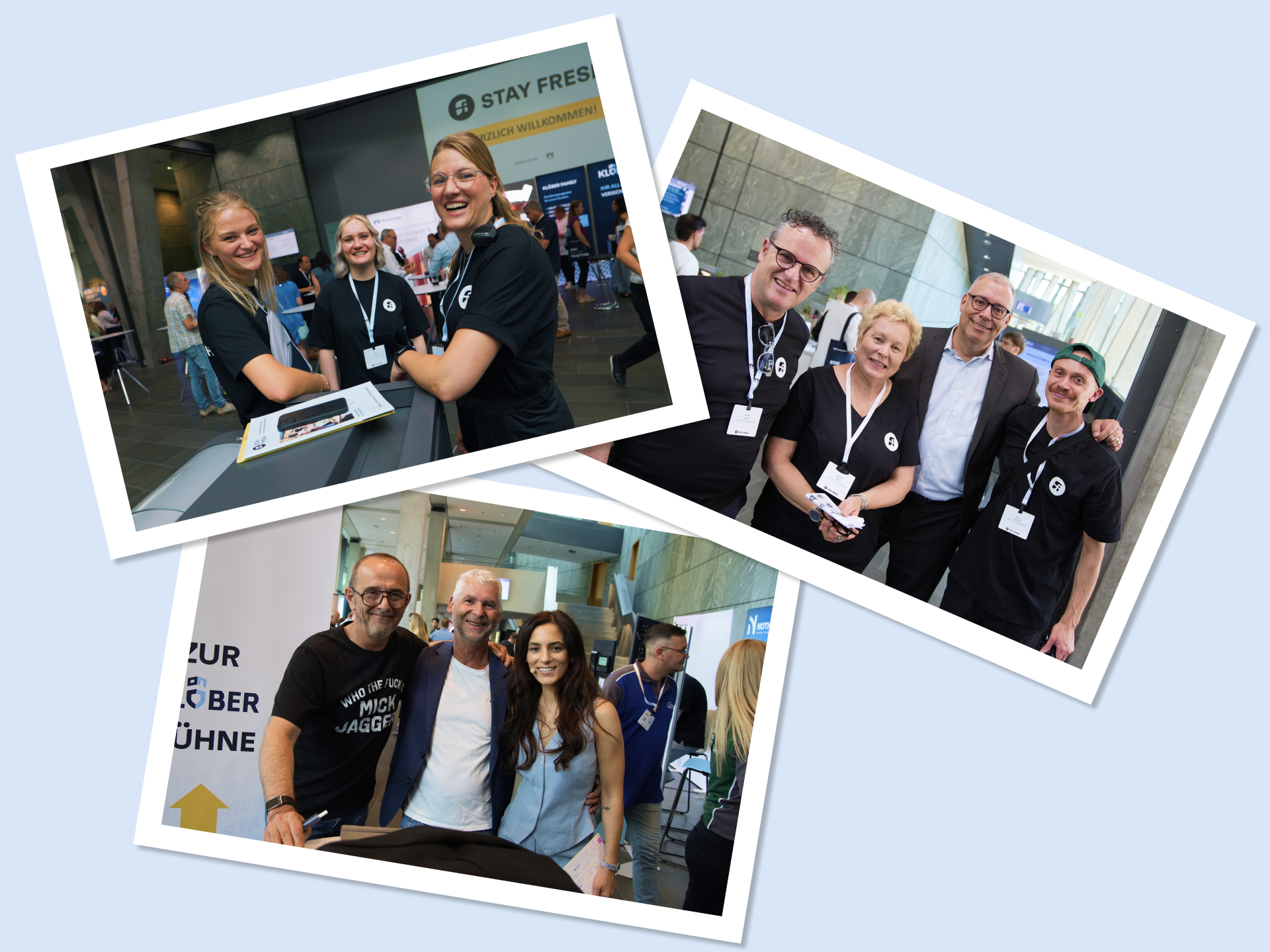 Fotocollage mit drei Fotos des Stay Fresh Teams 2026